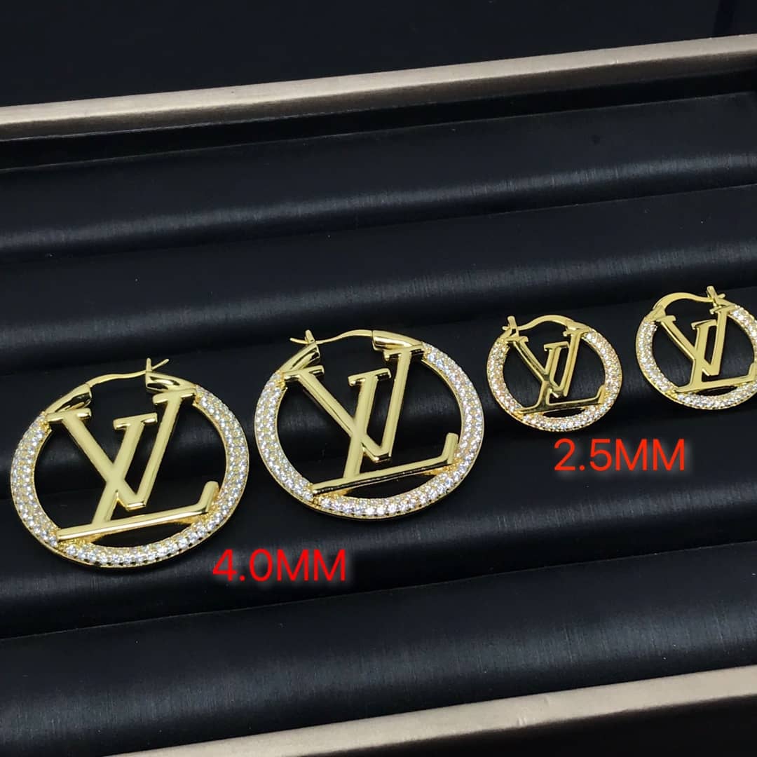 LV Hoop Earrings Dupe Logo