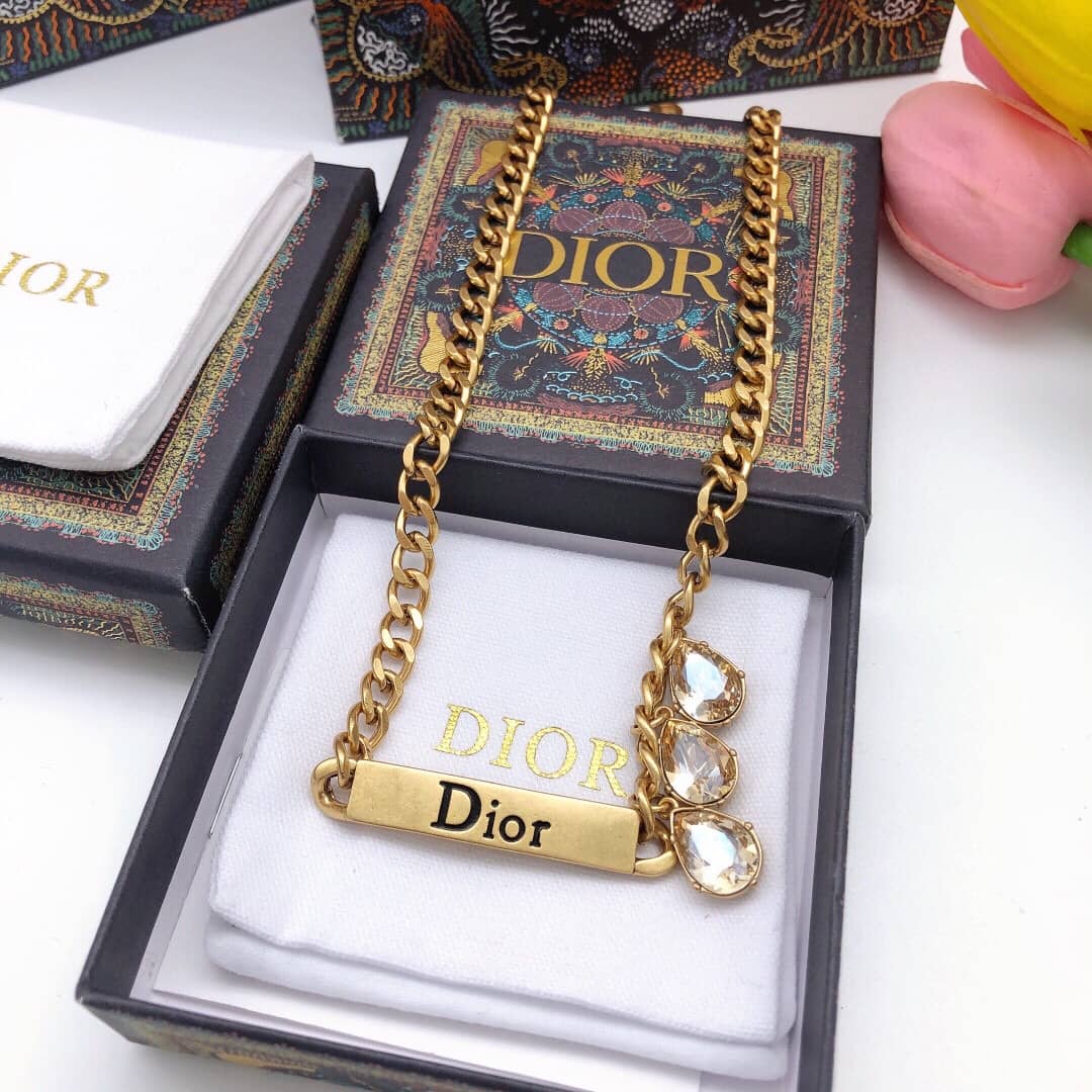 Fake Chr1st1an D10r Logo Necklace