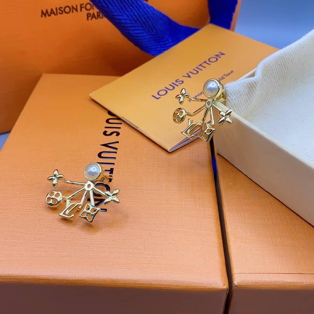 LV Hoop Earrings Dupe Logo