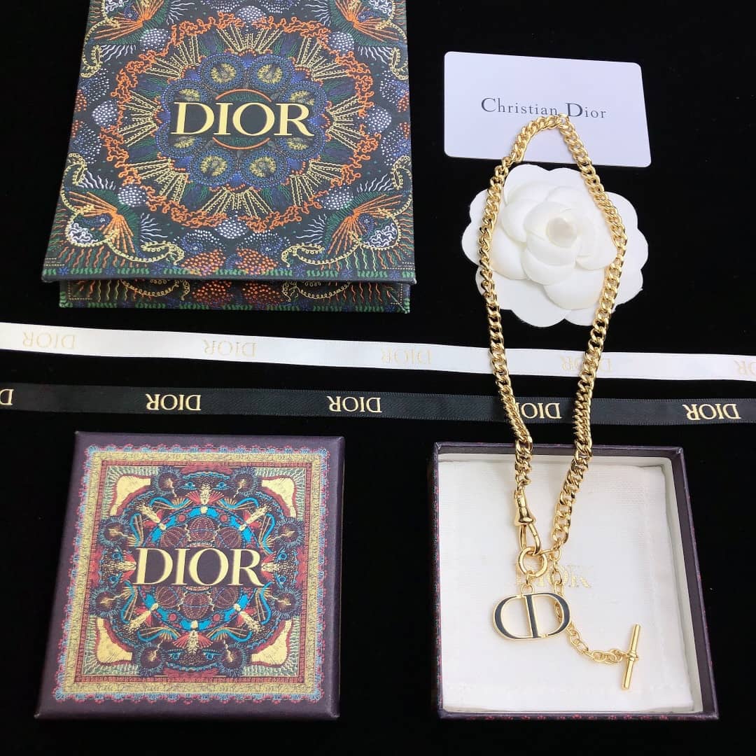 Fake Chr1st1an D10r Logo Necklace