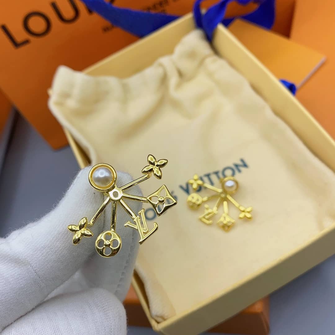 LV Hoop Earrings Dupe Logo