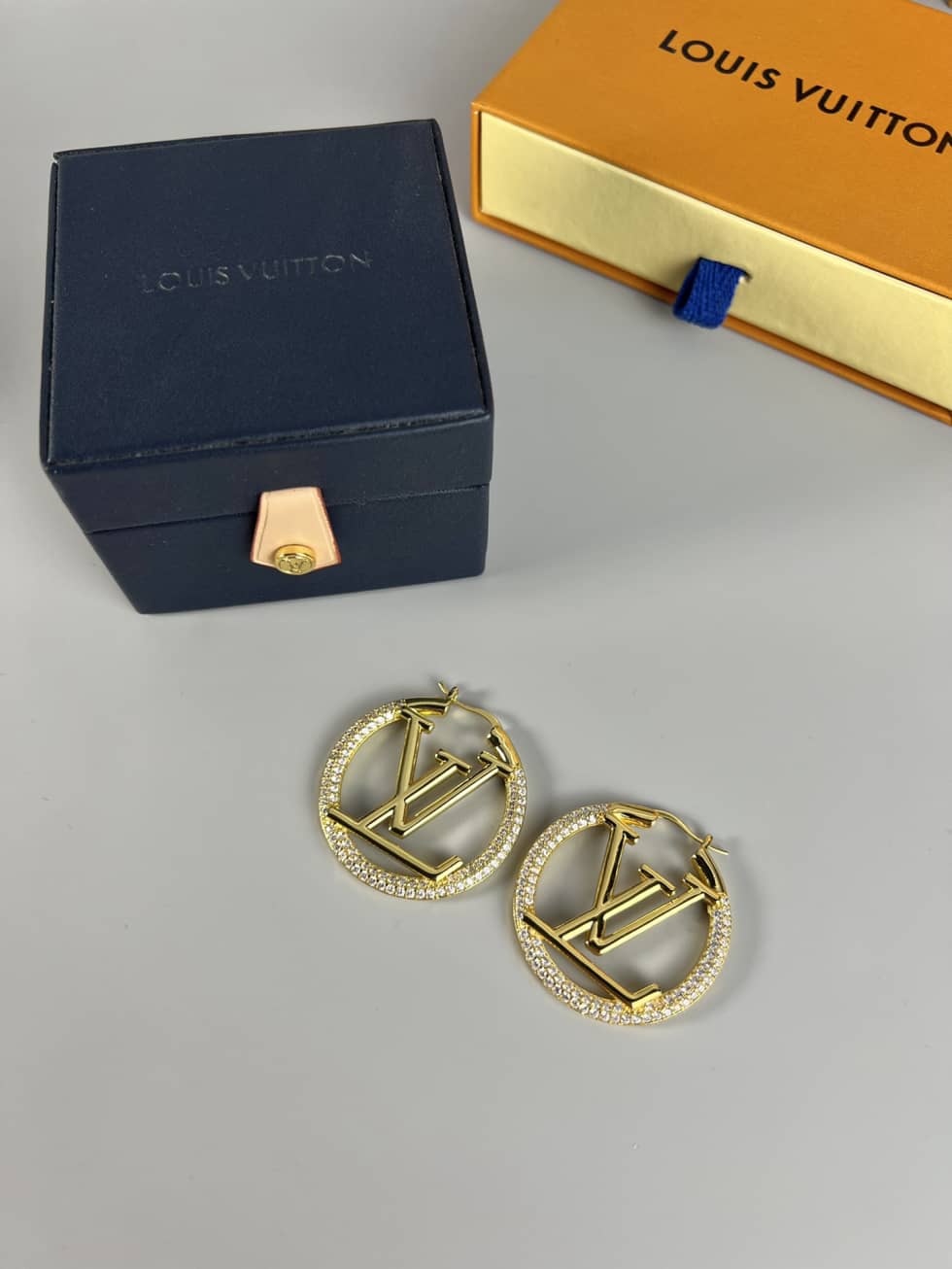 LV Hoop Earrings Dupe Logo