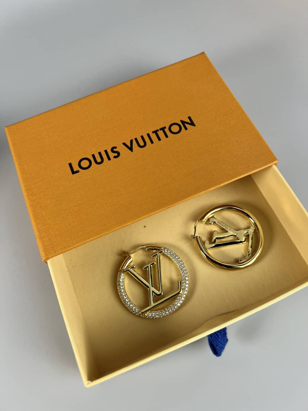 LV Hoop Earrings Dupe Logo