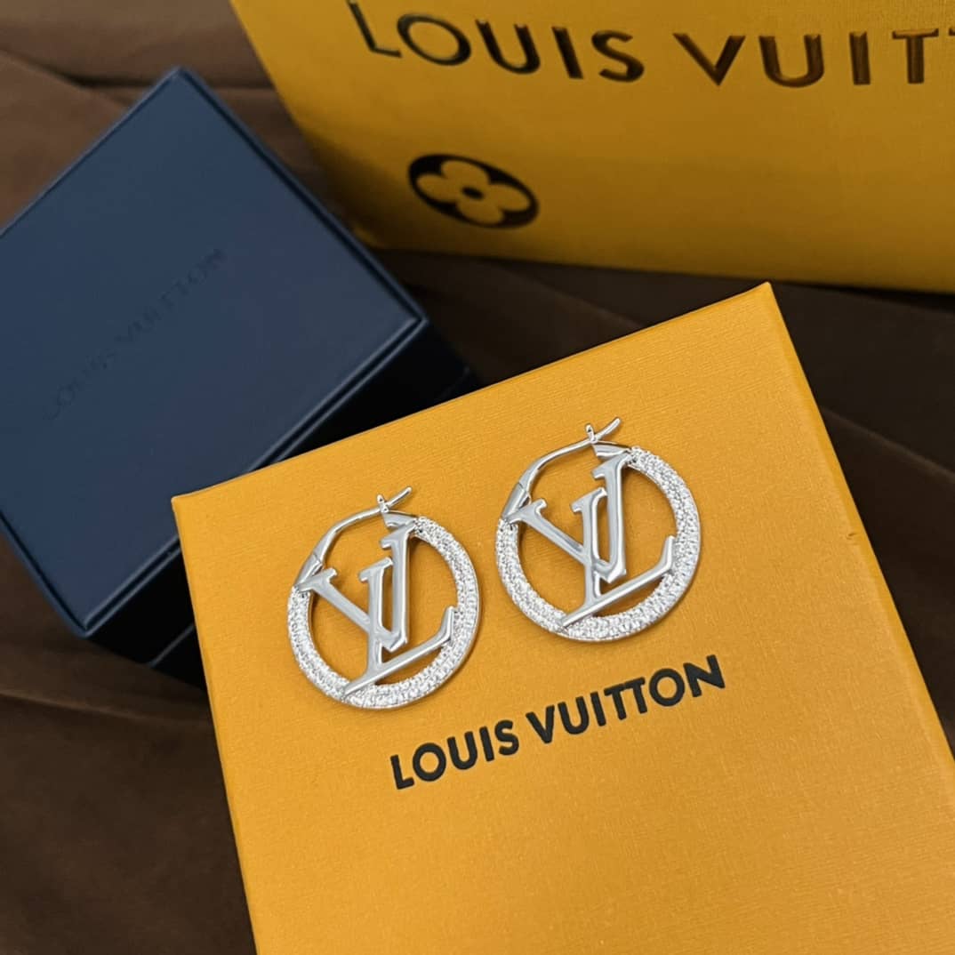LV Hoop Earrings Dupe Logo