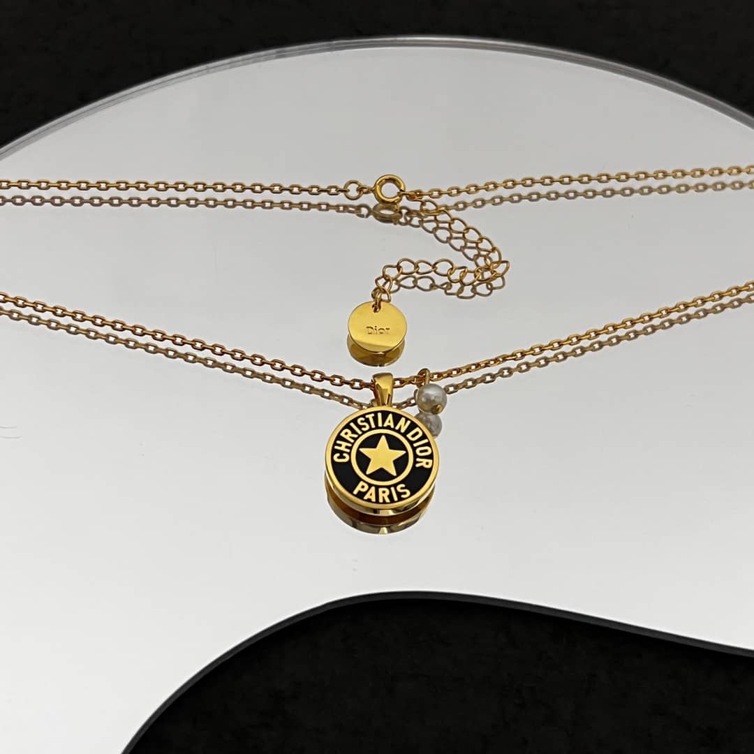 Fake Chr1st1an D10r Logo Necklace