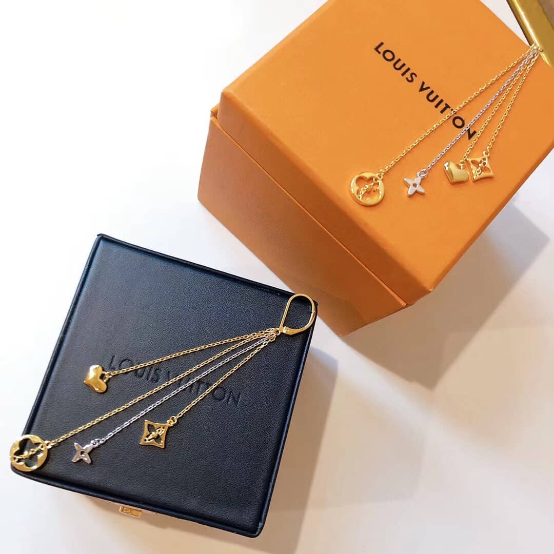 LV Hoop Earrings Dupe Logo