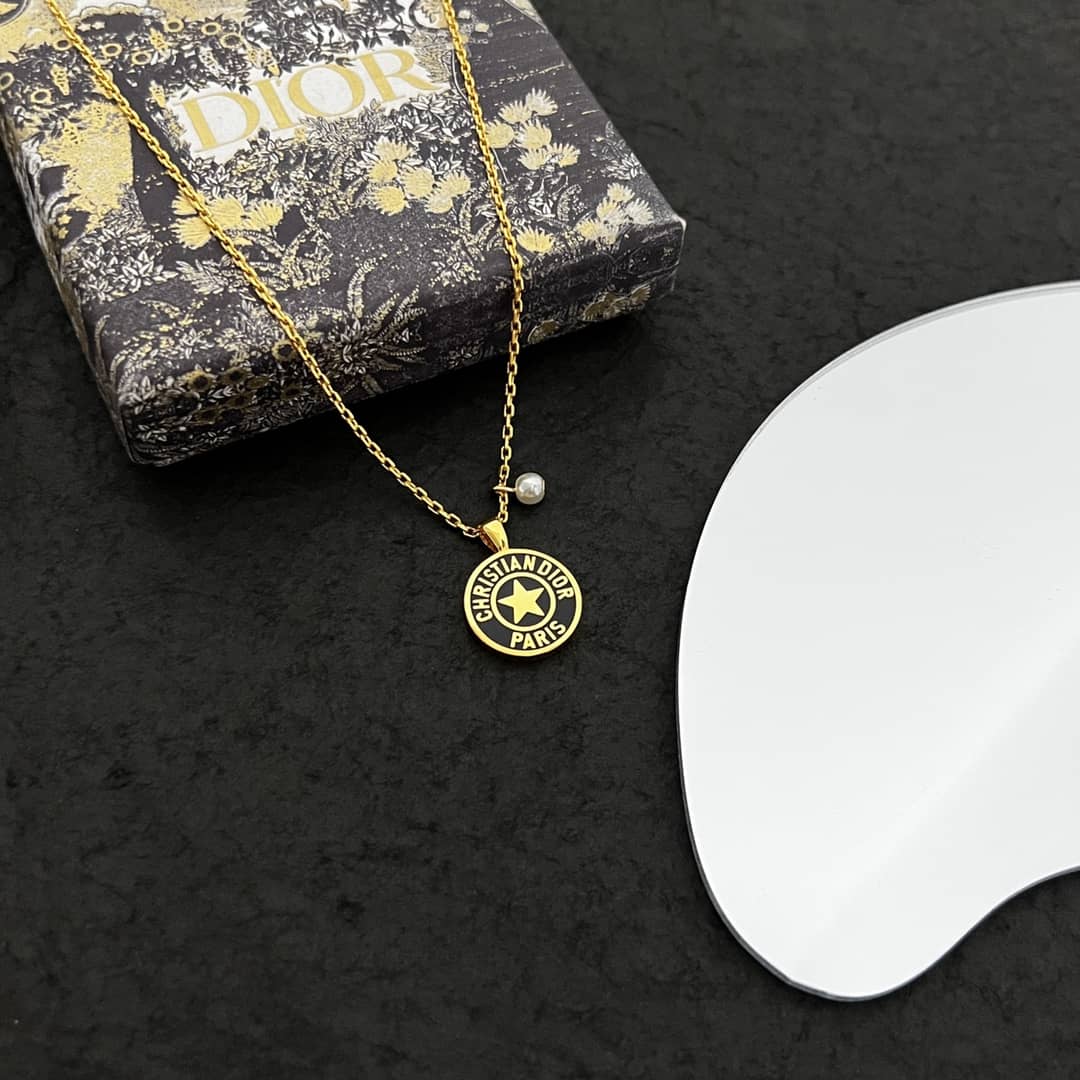 Fake Chr1st1an D10r Logo Necklace