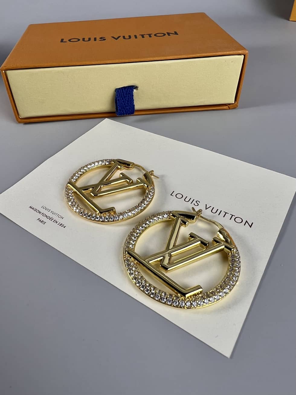 LV Hoop Earrings Dupe Logo