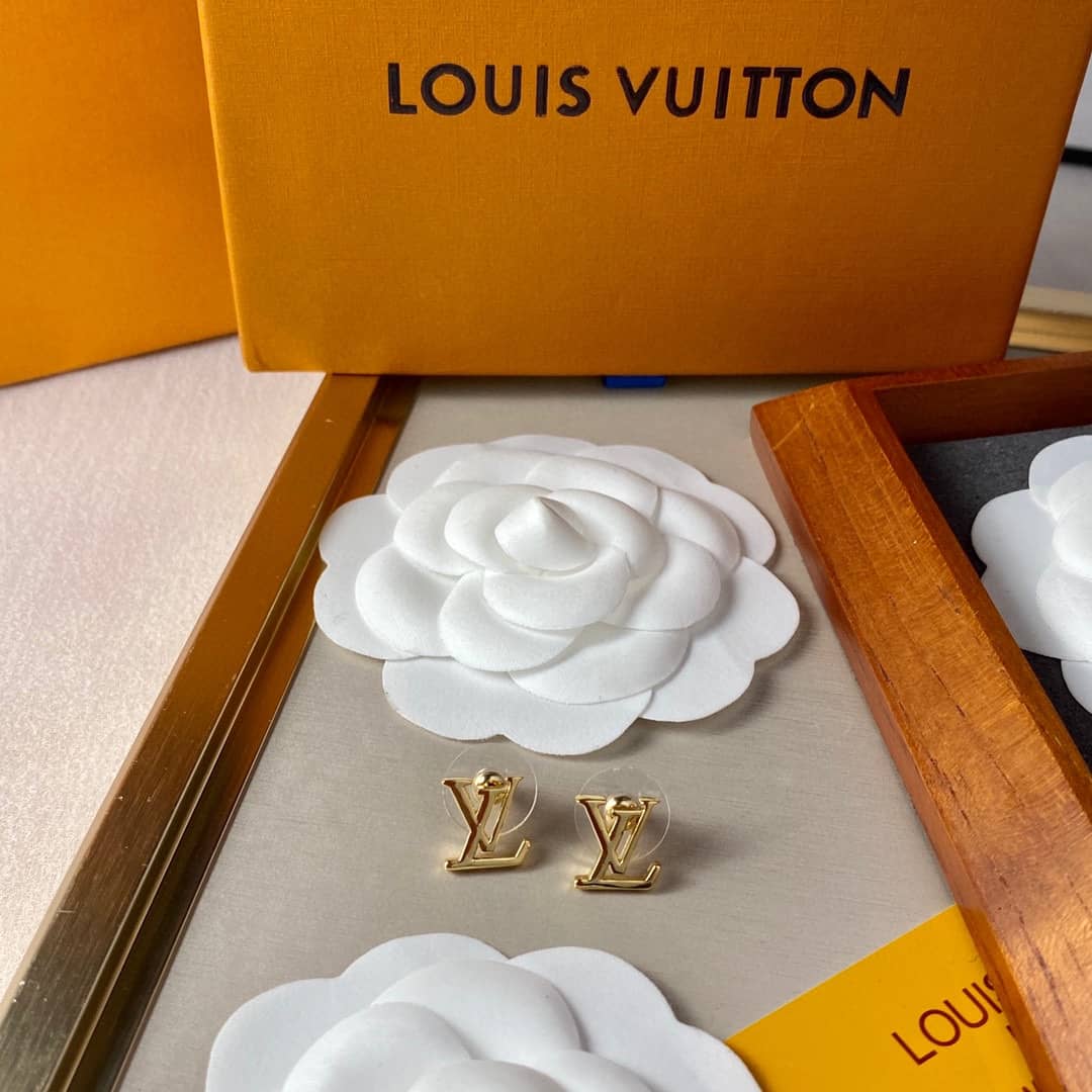 LV Hoop Earrings Dupe Logo