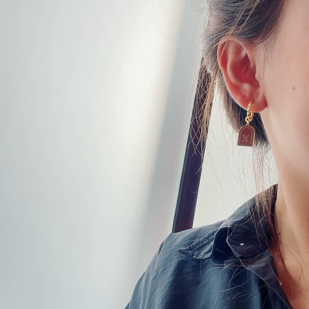 LV Hoop Earrings Dupe Logo