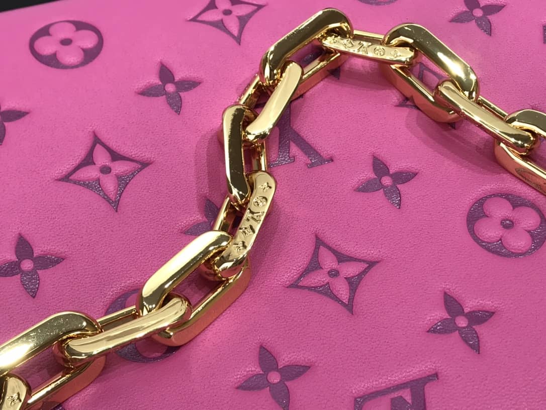 Best Replica L0vis Vvtt0n Embossed Lambskin Coussin PM Replica Bag Pink M58628(ColaReps)