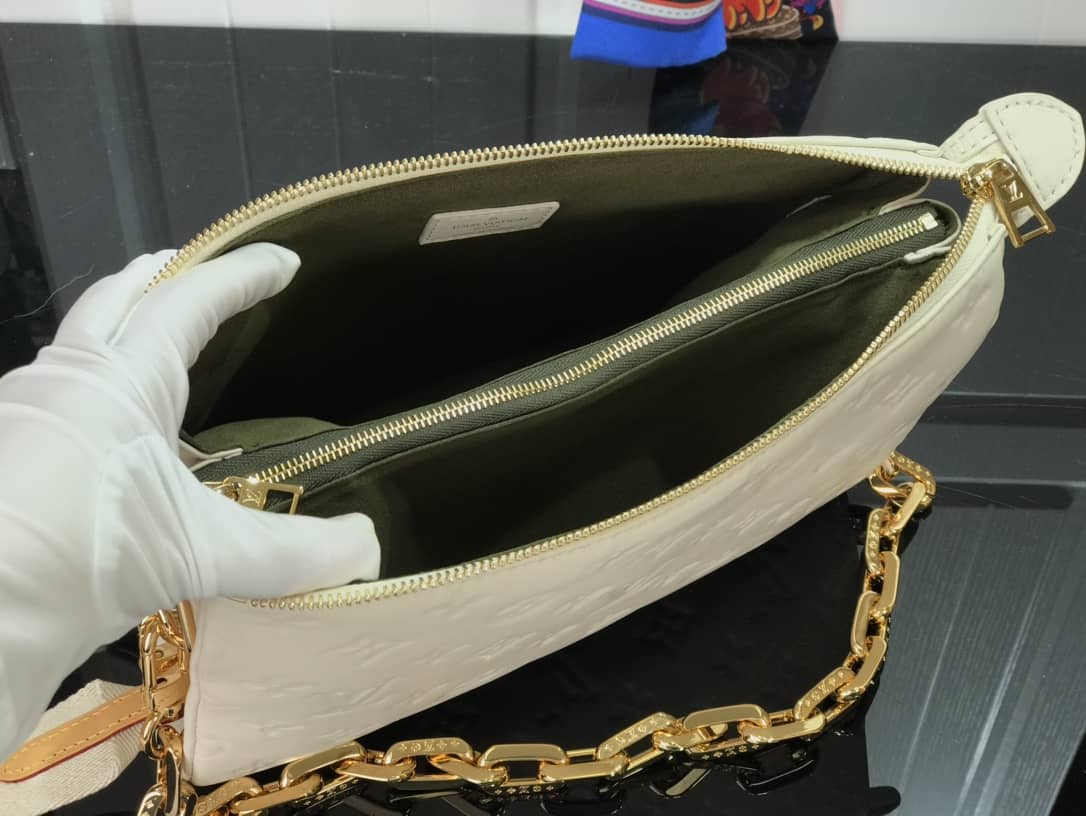 L0vis Vvtt0n Cream Coussin PM Monogram Embossed Lambskin Replica Bag White M57793