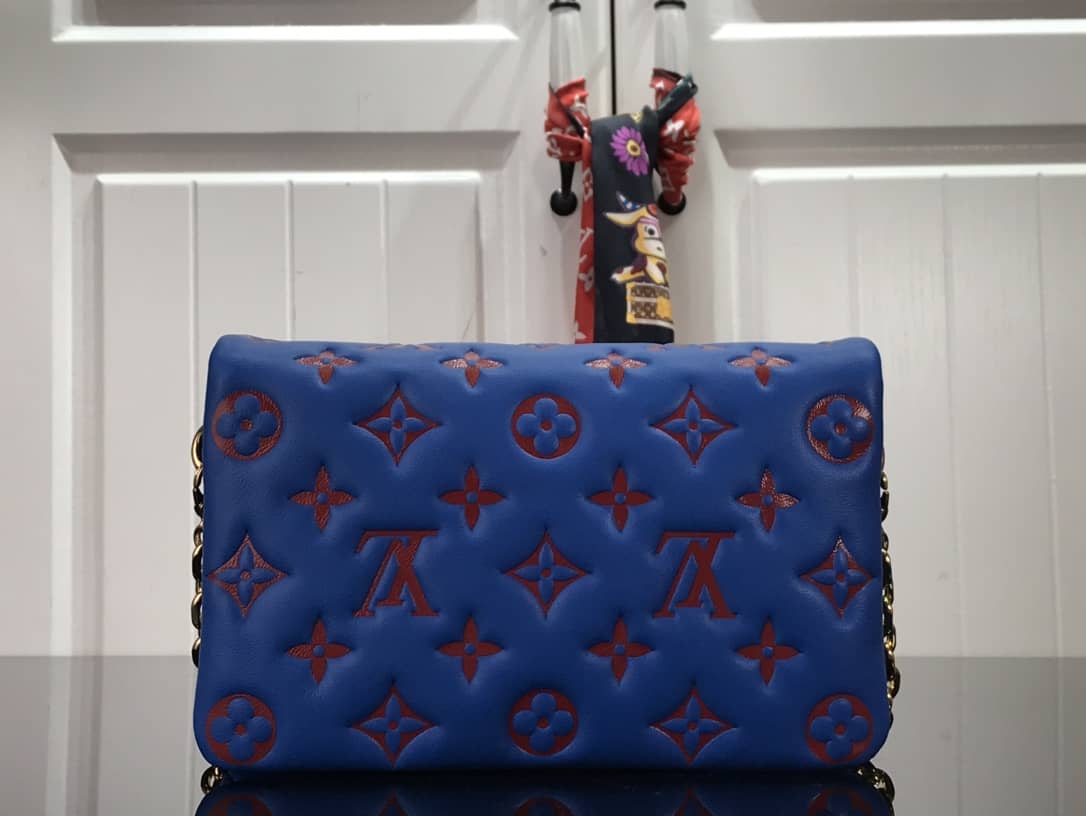 L0vis Vvtt0n Coussin Lambskin Monogram Embossed Pochette Replica Bag Blue