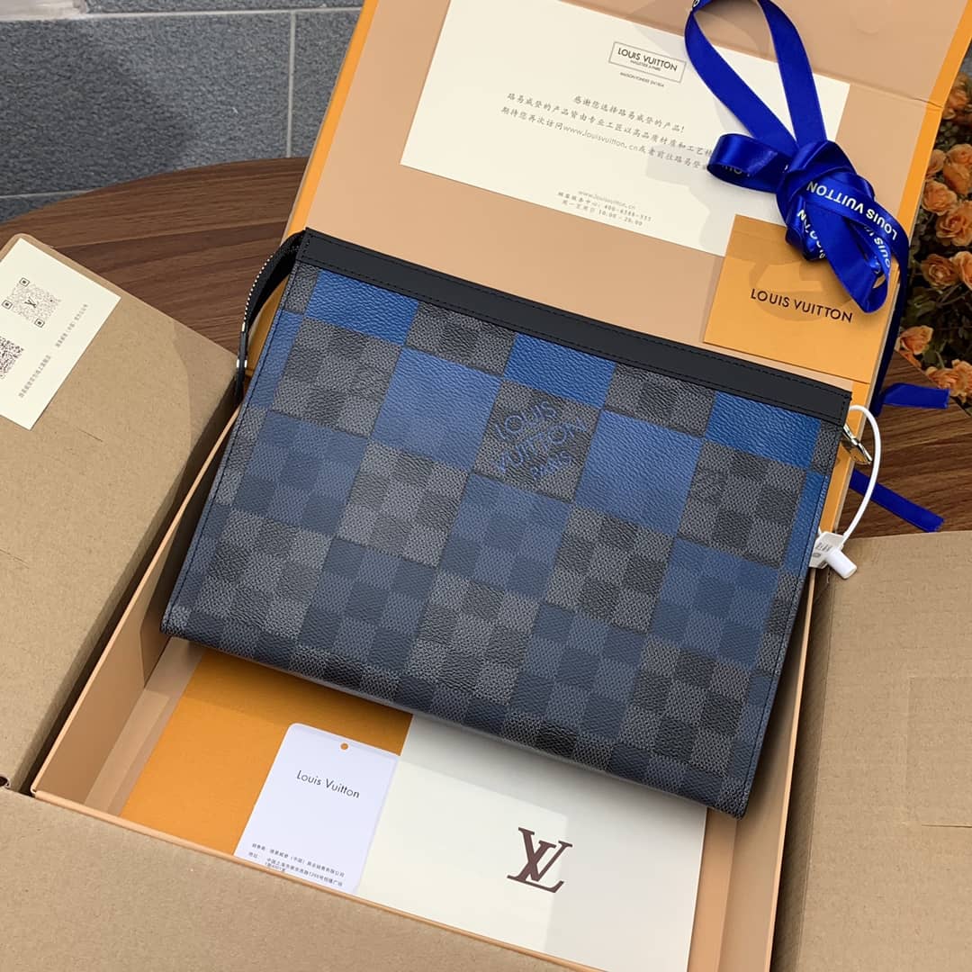 L0vis Vvtt0n Pochette Voyage MM Damier Giant Canvas Replica Blue N60412