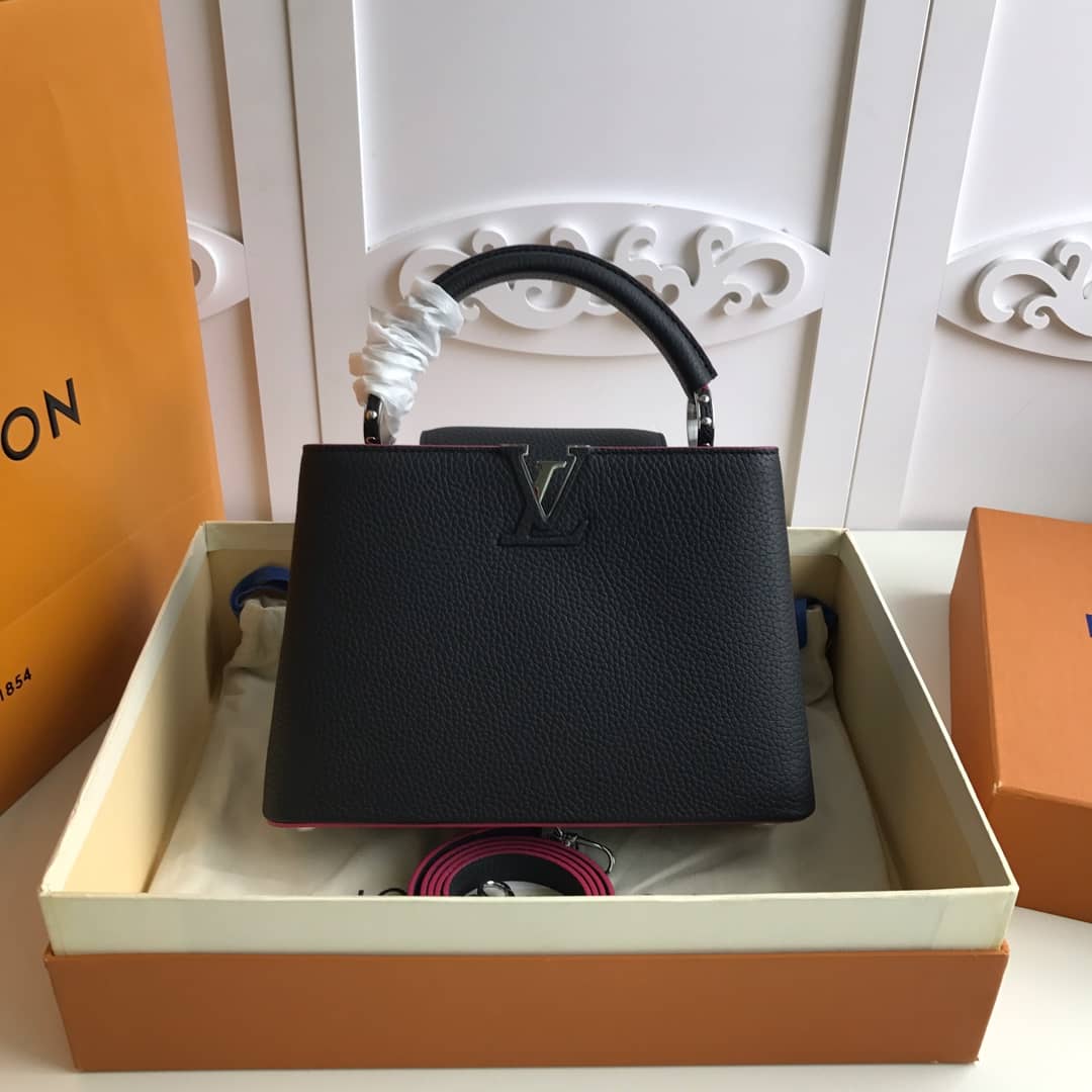 L0vis Vvtt0n Capucines Taurillon Leather PM Tote Replica Black M42245