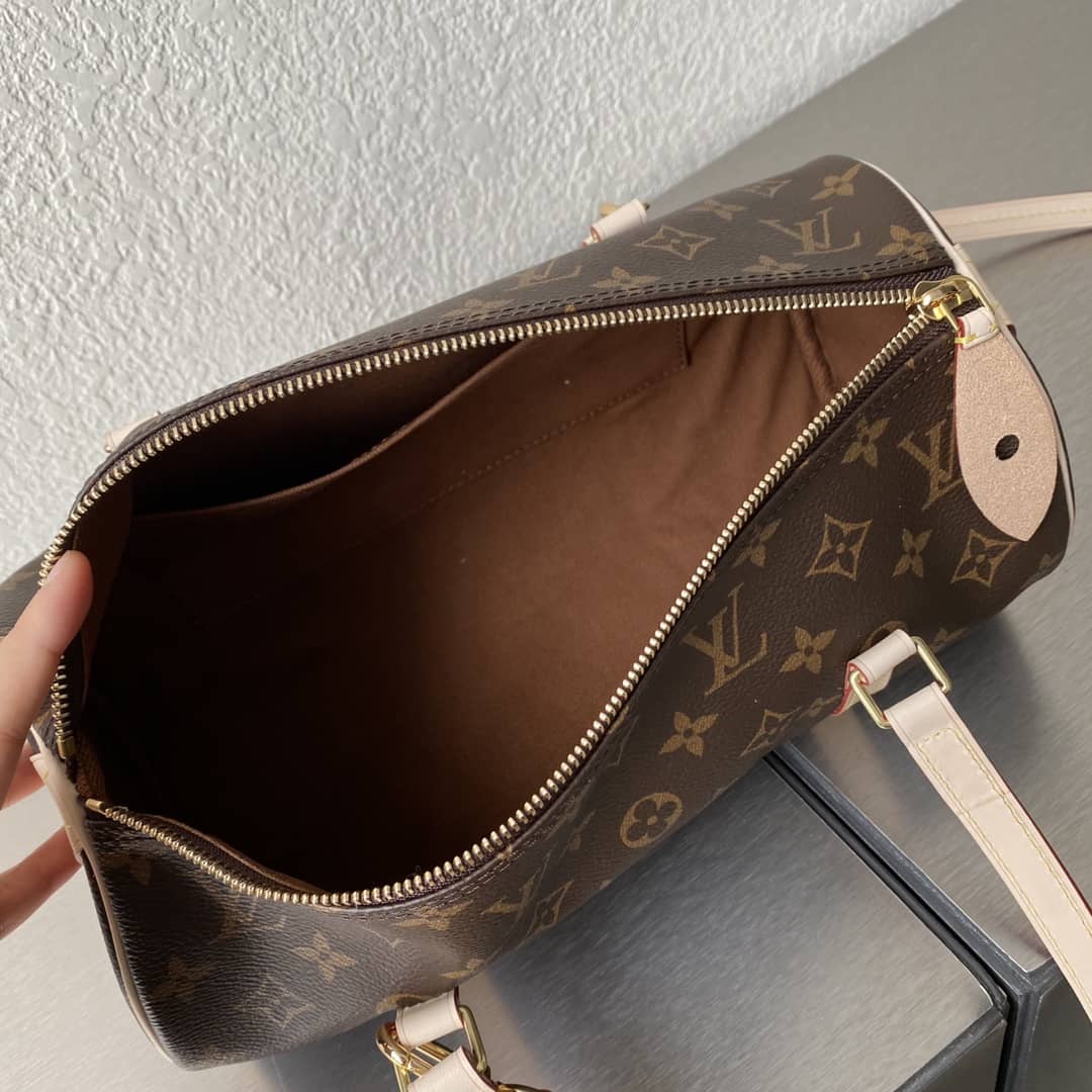 Wholesale LV Leather Cylinder Replicas Shoulder Bag Brown