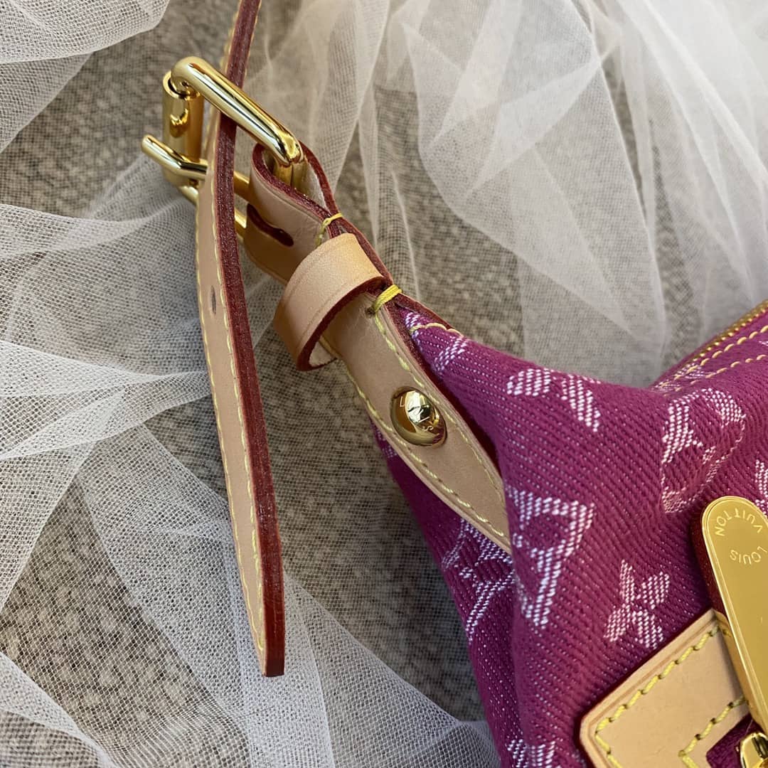 L0vis Vvtt0n Monogram Denim Baggy PM Bag Replica Pink M44464