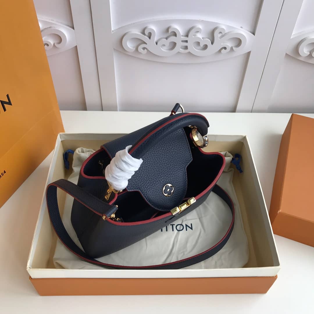 L0vis Vvtt0n Capucines MM 2way Taurillon Leather Shoulder Bag Replica Blue M43934