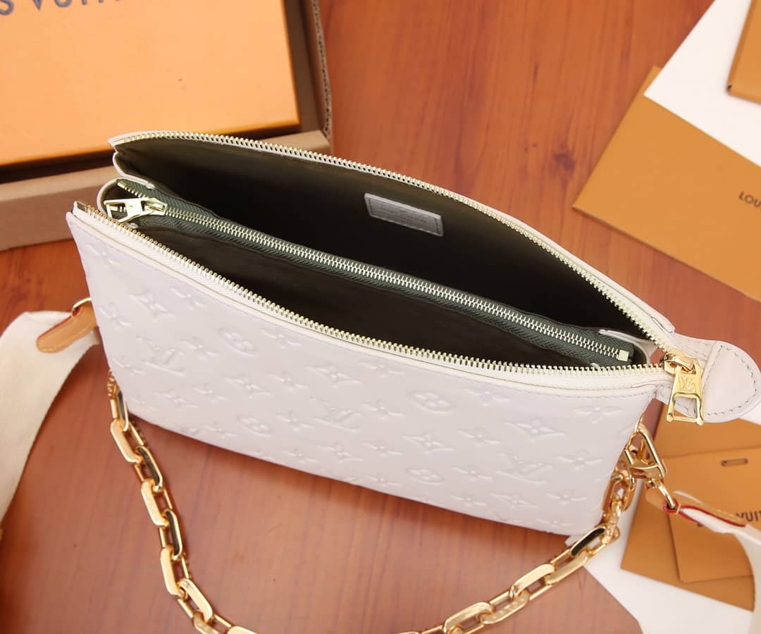 L0vis Vvtt0n Coussin PM Monogram Embossed Replica Crossbody Bag White M57790