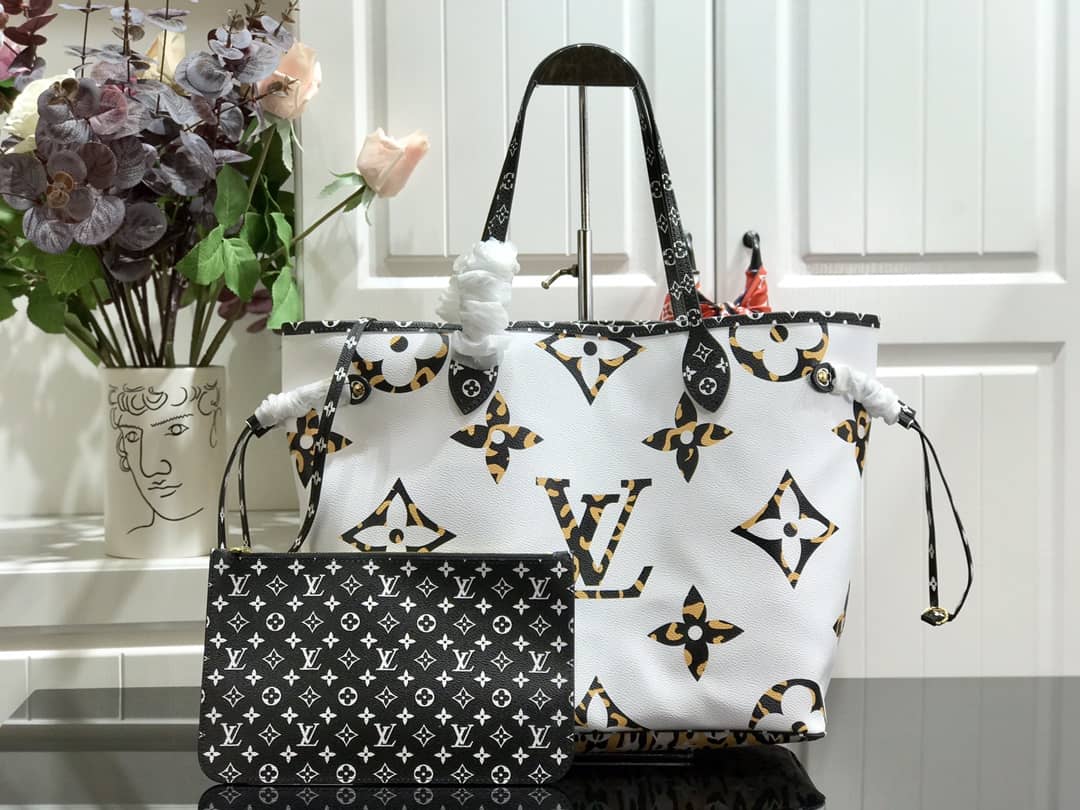 L0vis Vvtt0n Monogram Canvas Neverfull MM Bag Replica White M41177