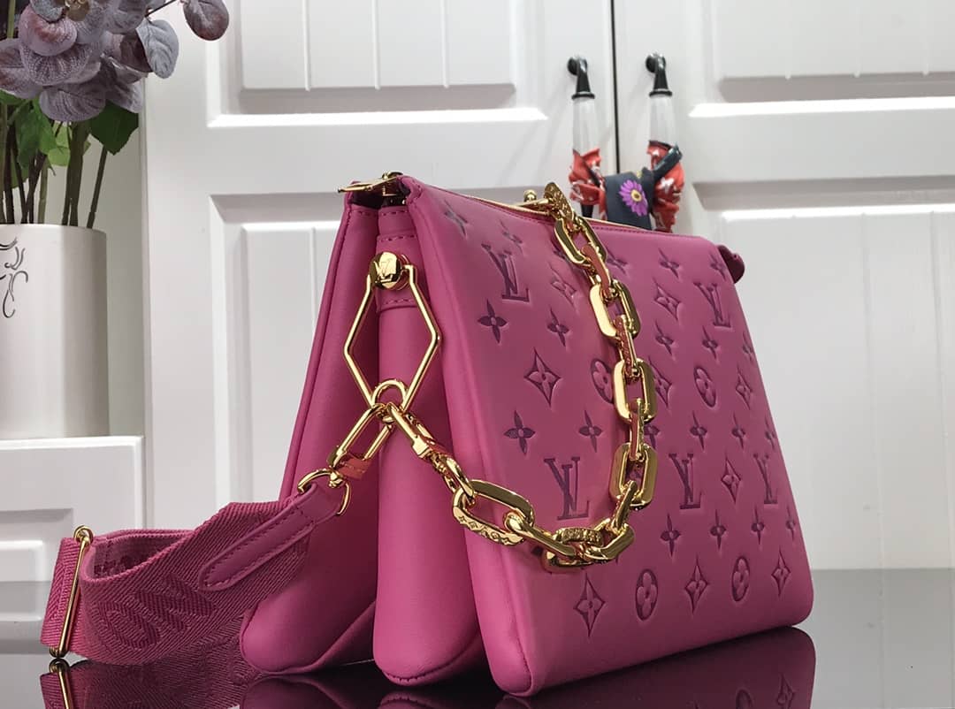 Best Replica L0vis Vvtt0n Embossed Lambskin Coussin PM Replica Bag Pink M58628(ColaReps)