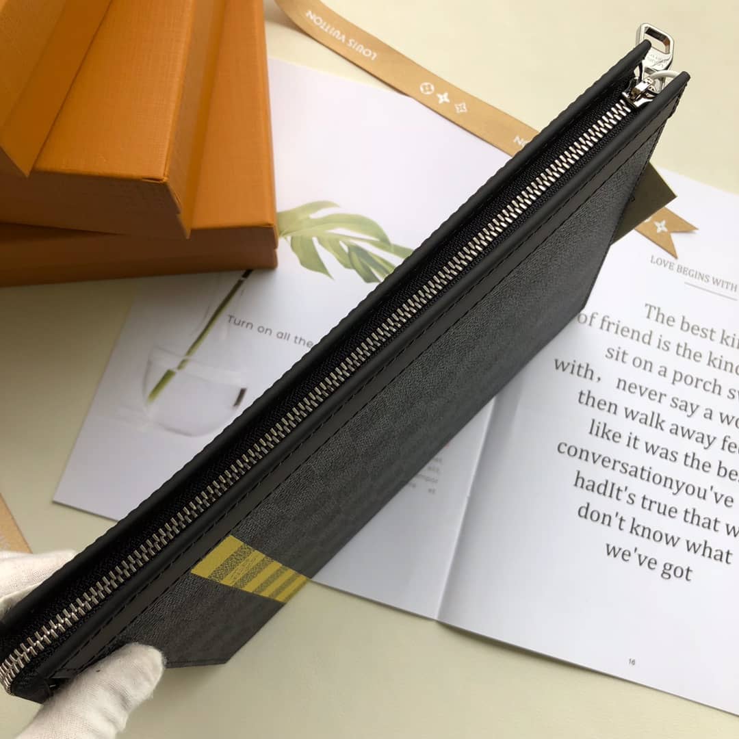 L0vis Vvtt0n Stripe Replica Pochette Voyage MM Damier Graphite Yellow N60107