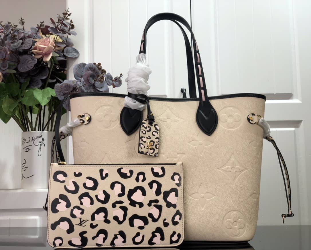 L0vis Vvtt0n Neverfull Dupe MM Monogram Empreinte Medium Bag Replica Beige M45856