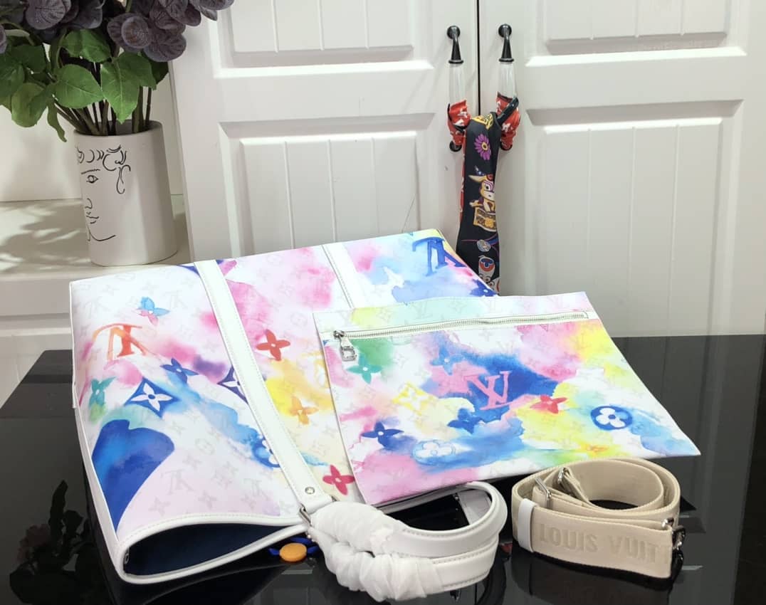 L0vis Vvtt0n Weekend GM Watercolor Monogram Tote Replica Blue M45754