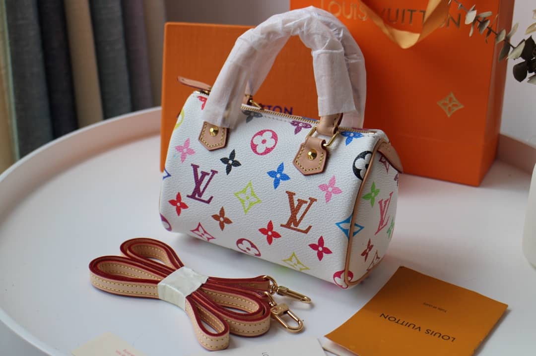 LV Duffle Bag Replica Monogram Multi Mini Speedy  White M92645