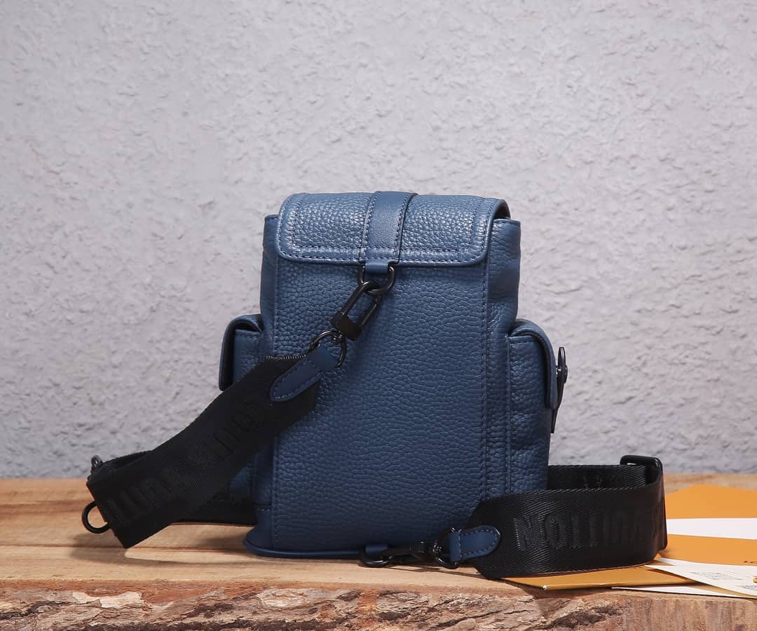 LV Backpack Replica Taurillon Leather Christopher XS Navy Blue M58494