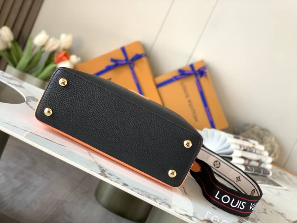 L0vis Vvtt0n Capucines MM Black And Orange M58610 Replica Crossbody Bag