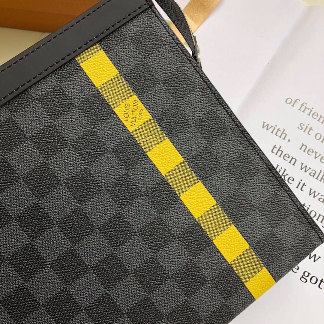 L0vis Vvtt0n Stripe Replica Pochette Voyage MM Damier Graphite Yellow N60107