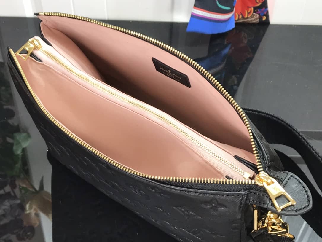 L0vis Vvtt0n Cream Coussin PM Monogram Embossed Lambskin Replica Bag Black M57793