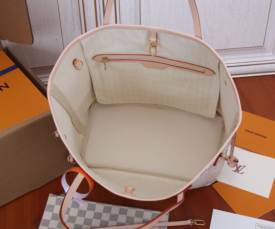 L0vis Vvtt0n Neverfull MM Damier Azur Tote Replica White N41361