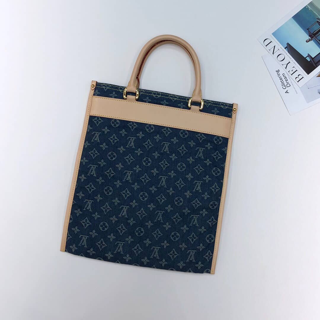L0vis Vvtt0n Monogram Denim Flat Shopper Tote Replica M95018