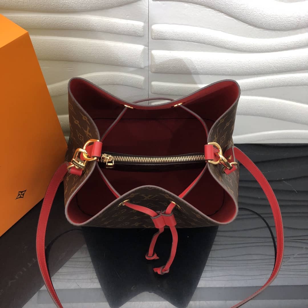 L0vis Vvtt0n Neonoe Replica Bucket Bag Brown Red M44020