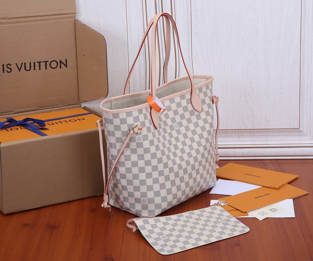 L0vis Vvtt0n Neverfull MM Damier Azur Tote Replica White N41361