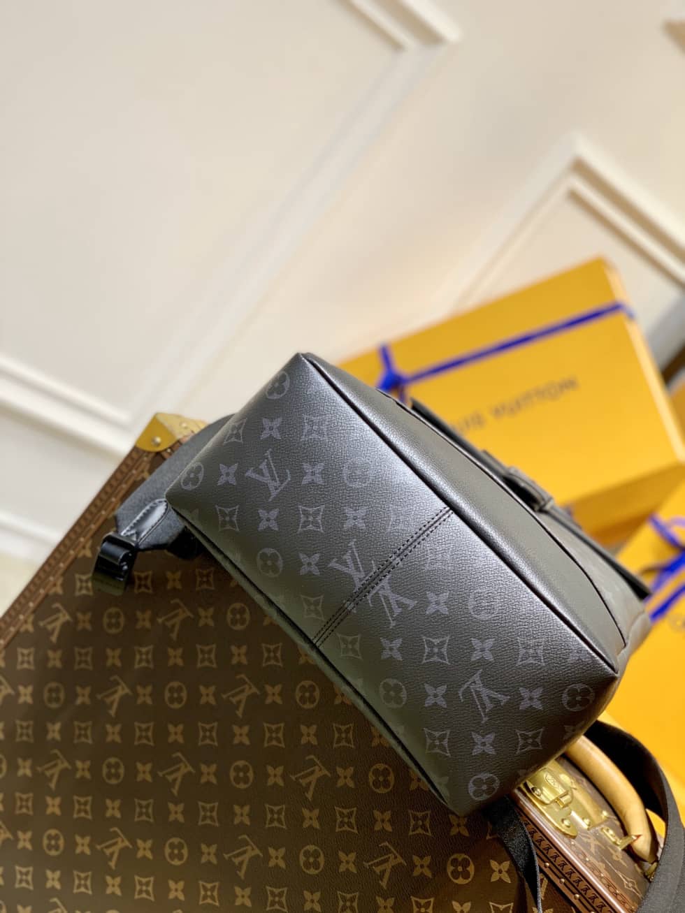 LV Backpack Replica Saumur Monogram Eclipse Canvas Black M45913