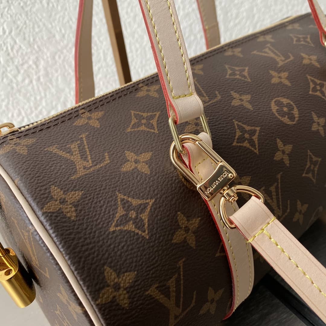 Wholesale LV Leather Cylinder Replicas Shoulder Bag Brown