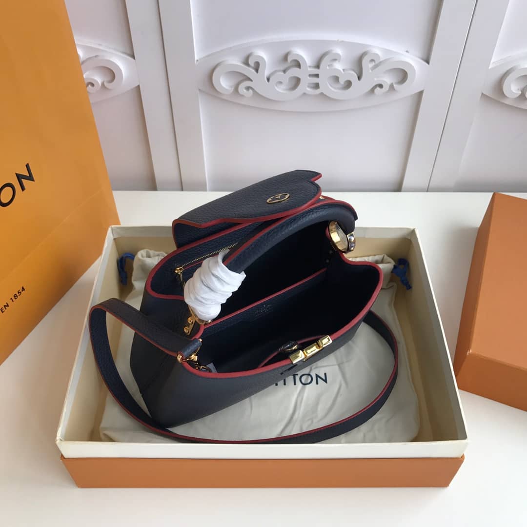 L0vis Vvtt0n Capucines MM 2way Taurillon Leather Shoulder Bag Replica Blue M43934