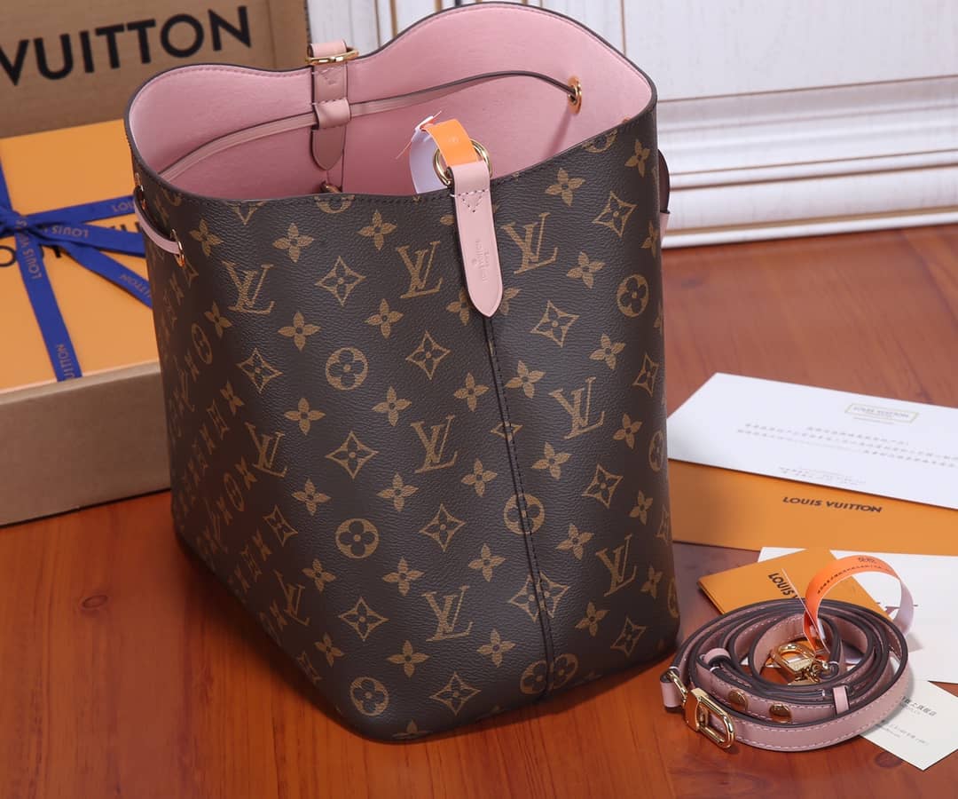 L0vis Vvtt0n Neo Noe Monogram Replica Drawstring Bag Pink M44022
