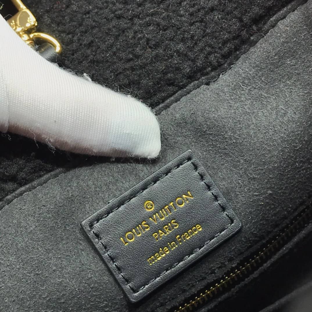 L0vis Vvtt0n Onthego Teddy Shearling Limited GM Tote Replica Black M55421