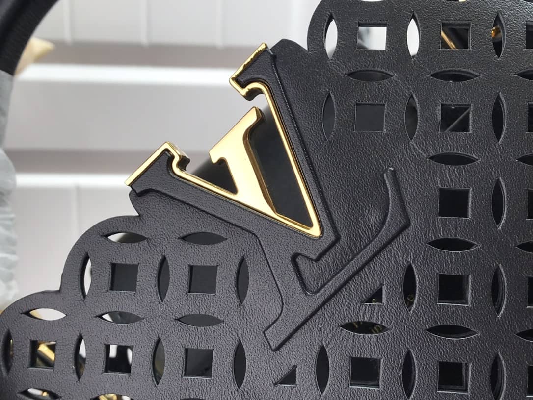 L0vis Vvtt0n Capucines BB Cutout Leather Bag Replica Black M57228