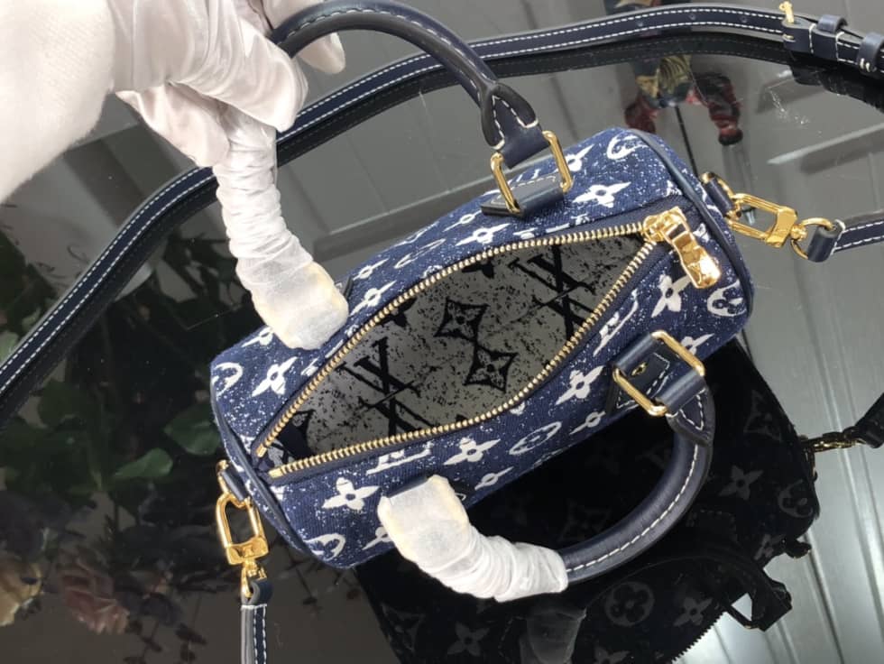 L0vis Vvtt0n Nano Speedy Denim Leather M81168 Replica Crossbody Bag