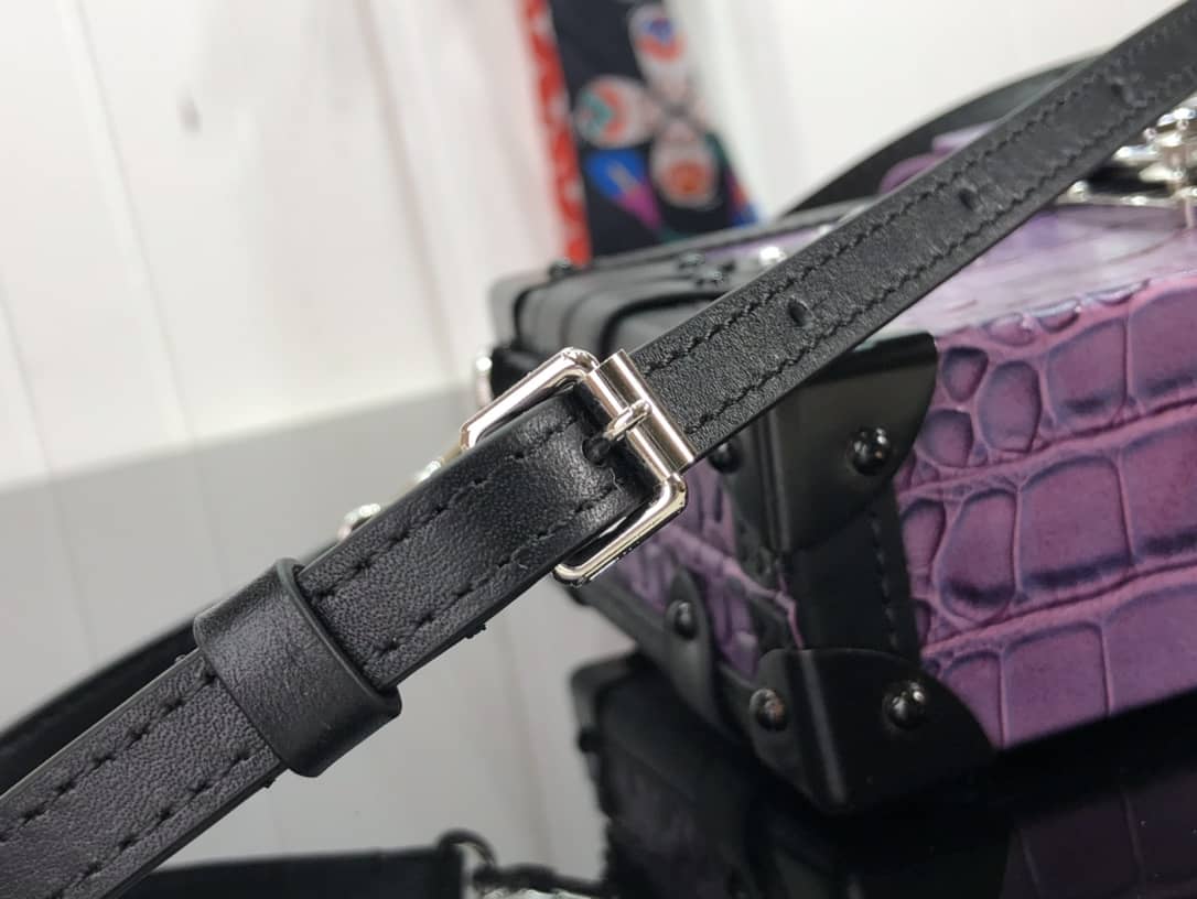 L0vis Vvtt0n Petite Malle Brilliant Alligator Leather Replica Handbag Purple N93817