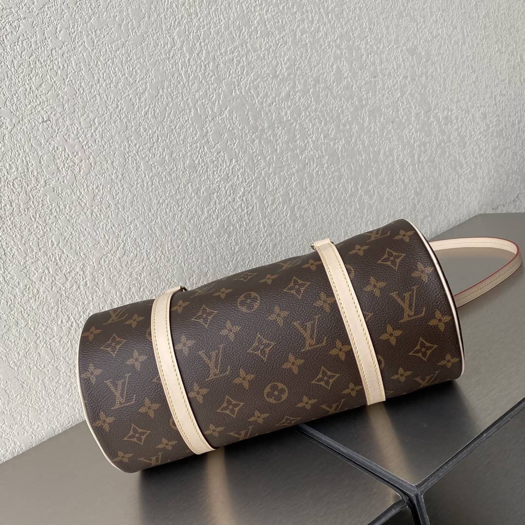 Wholesale LV Leather Cylinder Replicas Shoulder Bag Brown