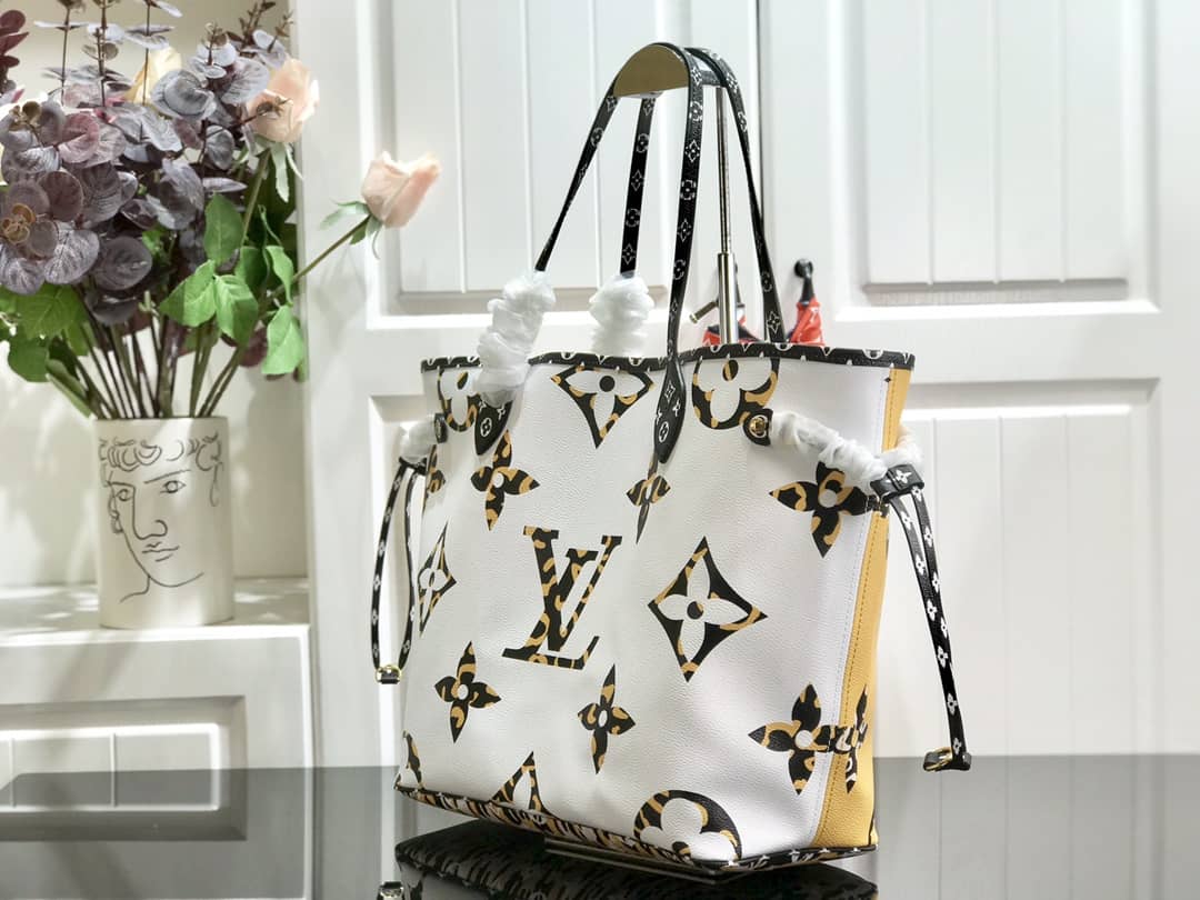 L0vis Vvtt0n Monogram Canvas Neverfull MM Bag Replica White M41177