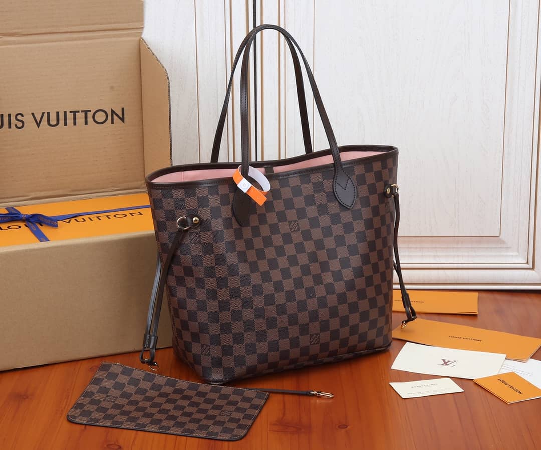 L0vis Vvtt0n Neverfull Dupe MM Damier Ebene Tote Replica Pink N41358