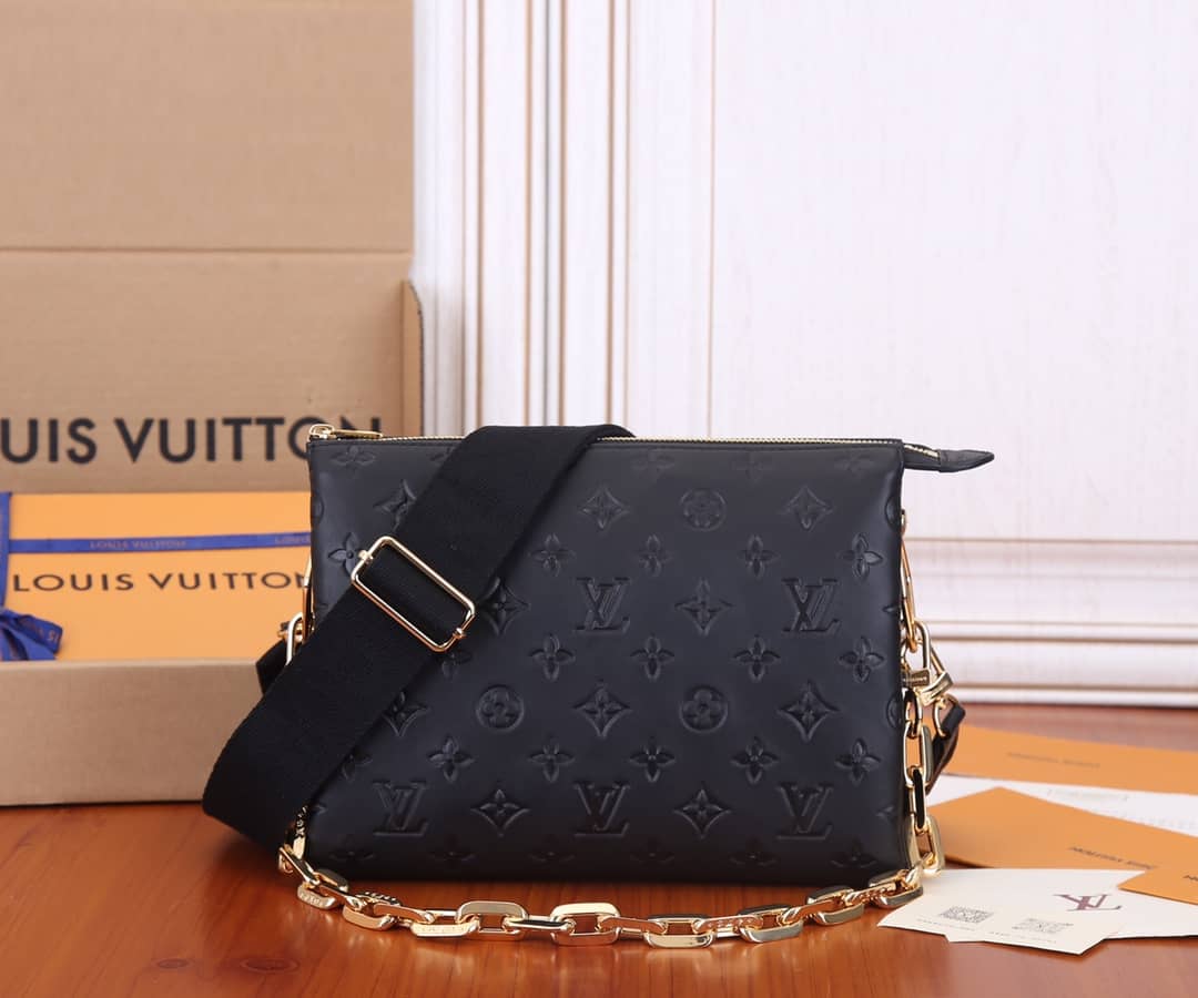 Best Replica L0vis Vvtt0n Coussin PM Monogram Embossed Replica Crossbody Bag Black M57790(ColaReps)