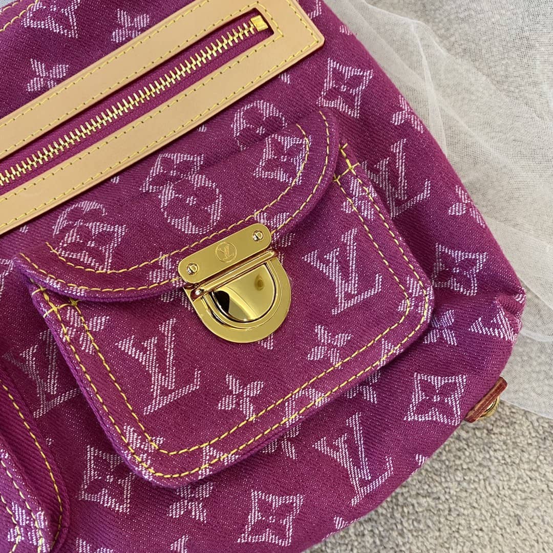L0vis Vvtt0n Monogram Denim Baggy PM Bag Replica Pink M44464